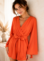 Caroline | Oranje Korte Jumpsuit