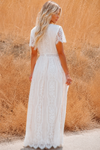 Velma | Boho Witte Kanten Maxi Jurk Dames