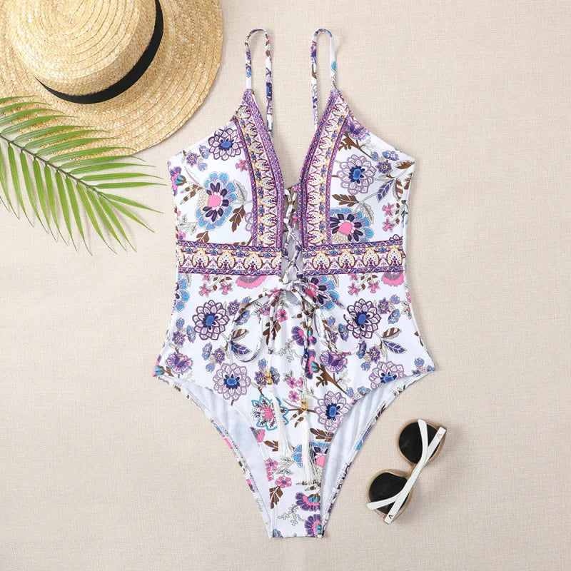 Zalina | Deep V-hals Badpak Dames Luxe Beachwear