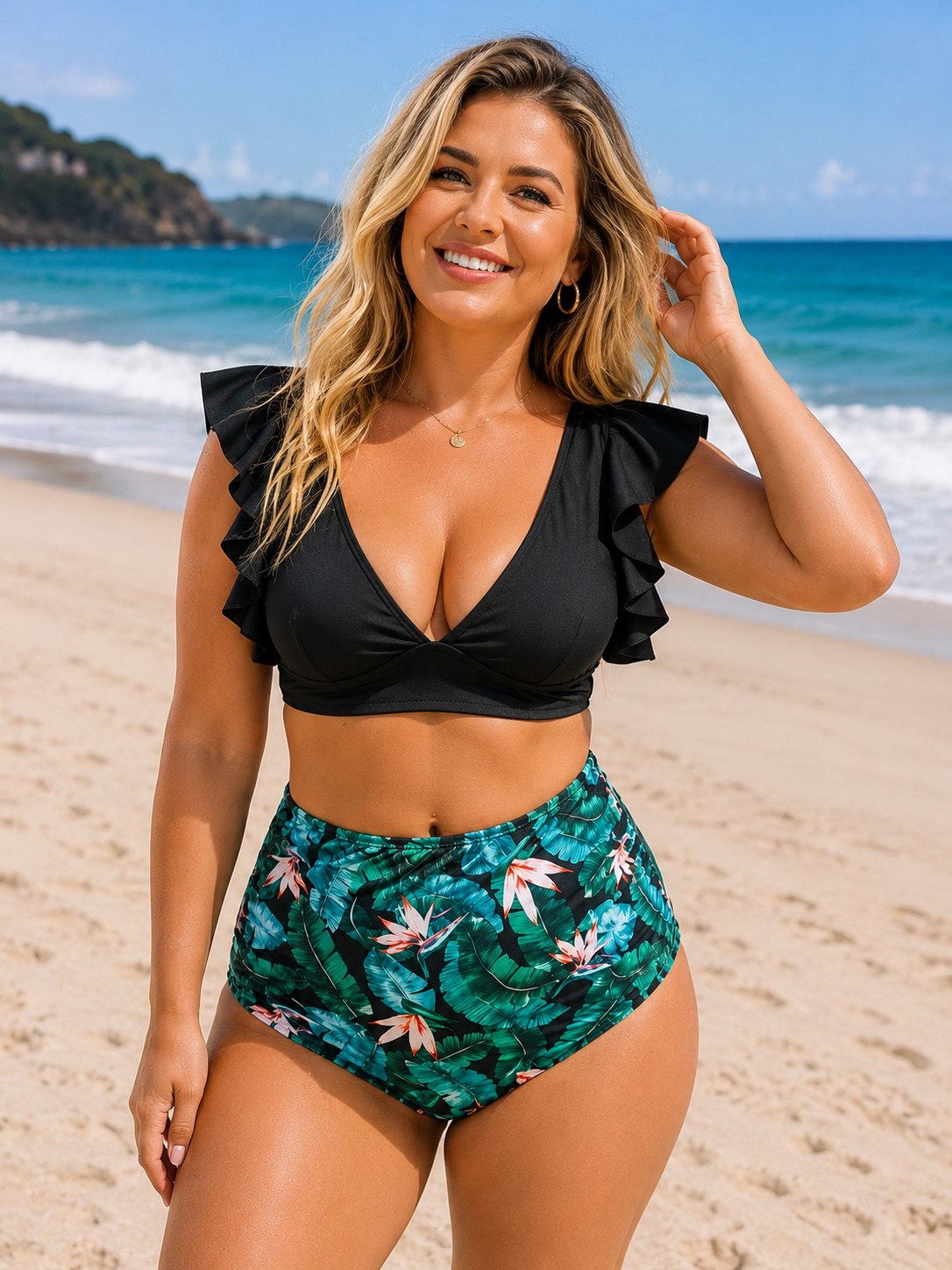 Ramona | High Waist & Ruffle Top Bikini Dames
