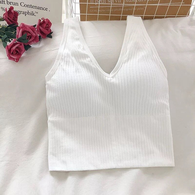 Jade | Seamless Rib V-Hals Top One Size