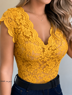 Melanie | Lace V-Hals Top Dames Chic