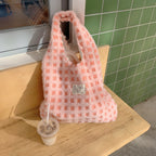 Éloane | Teddy Shopper – Grote Geruite Tote Tas