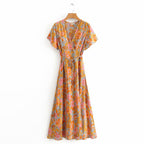Camellia | Katoenen Maxi Wikkeljurk met Print