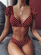Aphrodite | Polkadot Bikini met Pofmouwen