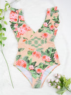 Avelina | Badpak met V-Hals & Tropische Print