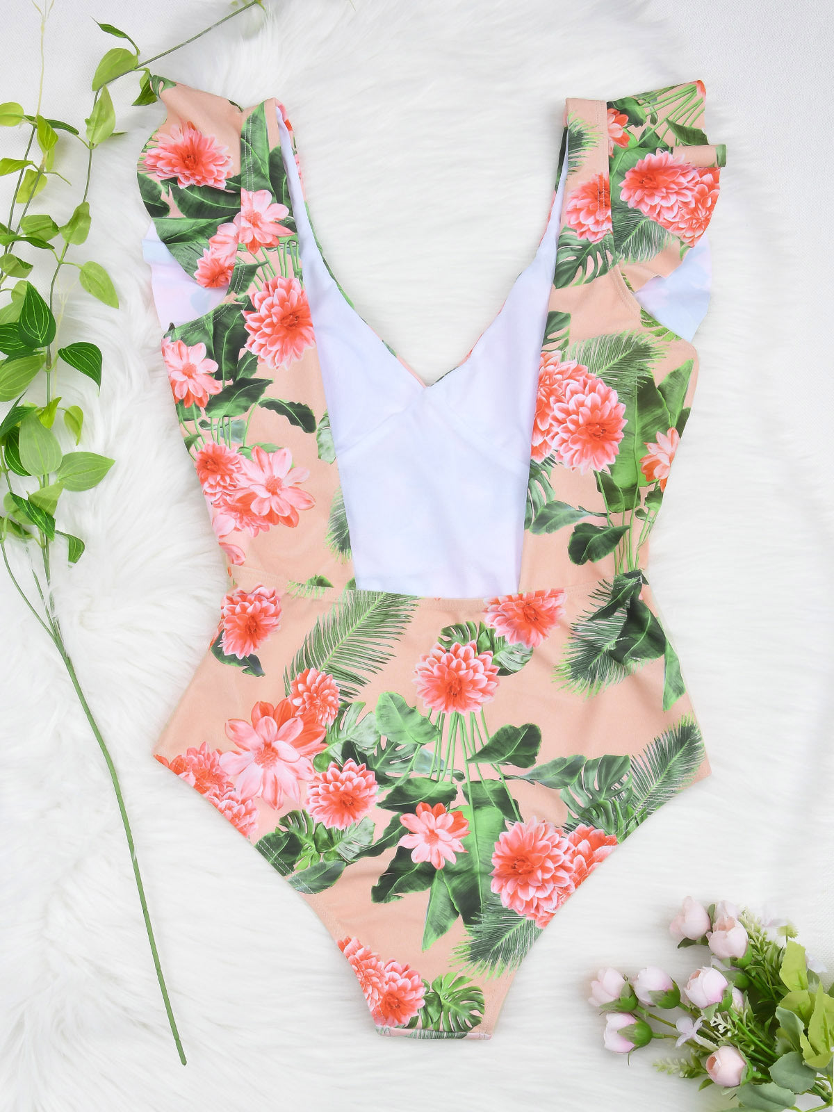 Avelina | Badpak met V-Hals & Tropische Print