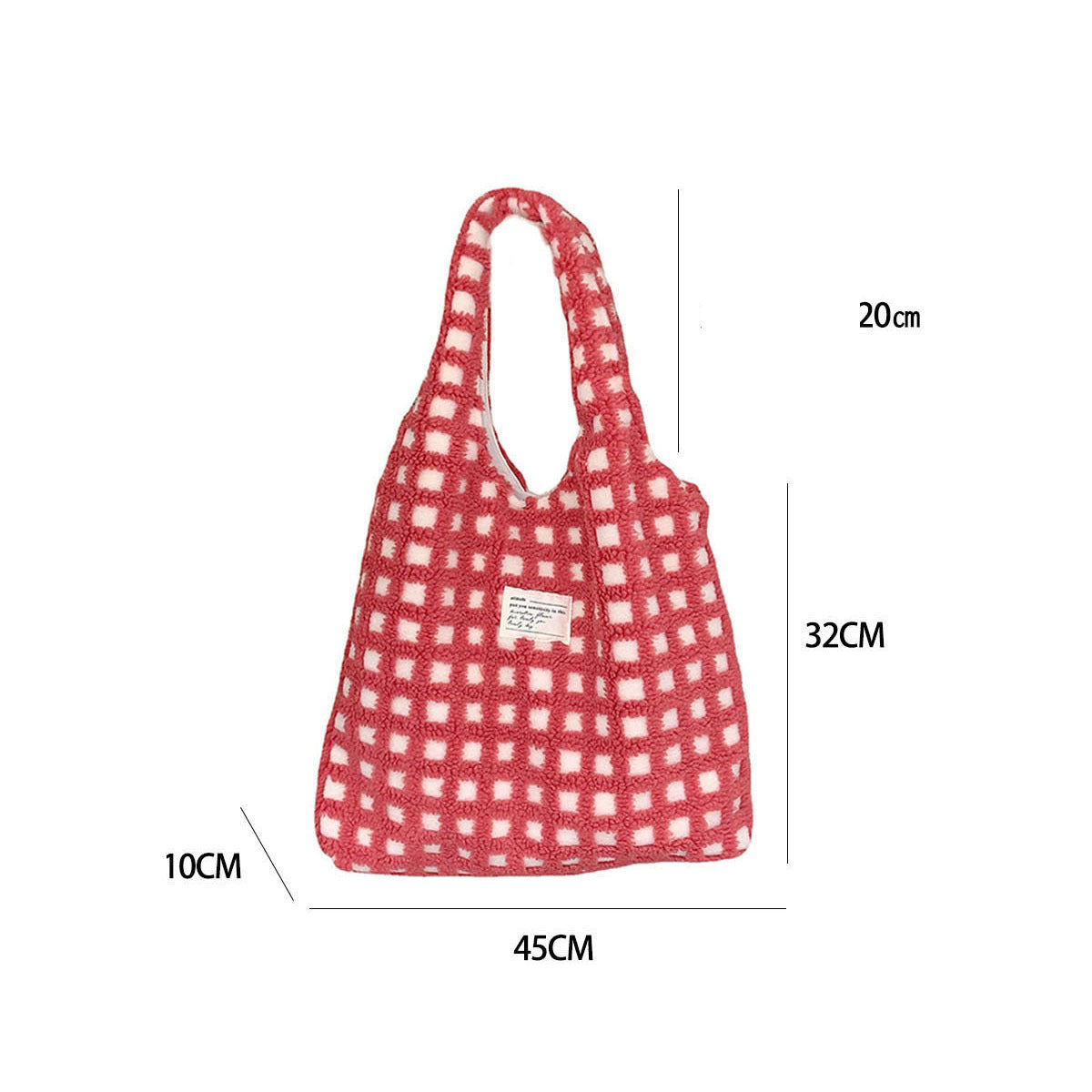 Éloane | Teddy Shopper – Grote Geruite Tote Tas