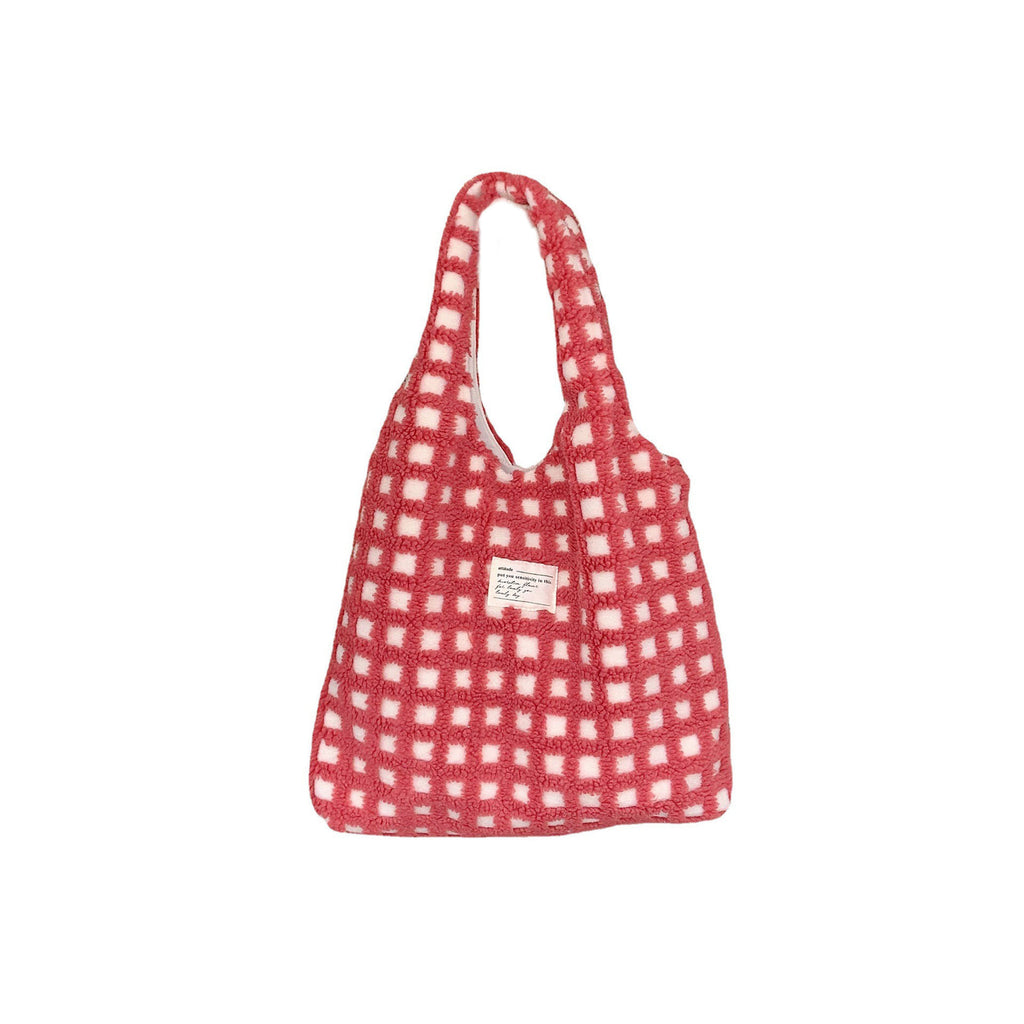 Éloane | Teddy Shopper – Grote Geruite Tote Tas