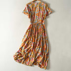 Camellia | Katoenen Maxi Wikkeljurk met Print