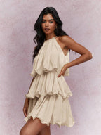 Alessia | Gelaagde Halter Maxi Jurk