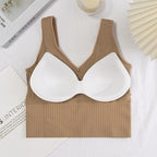 Jade | Seamless Rib V-Hals Top One Size