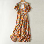 Camellia | Katoenen Maxi Wikkeljurk met Print