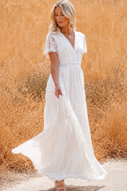 Velma | Boho Witte Kanten Maxi Jurk Dames