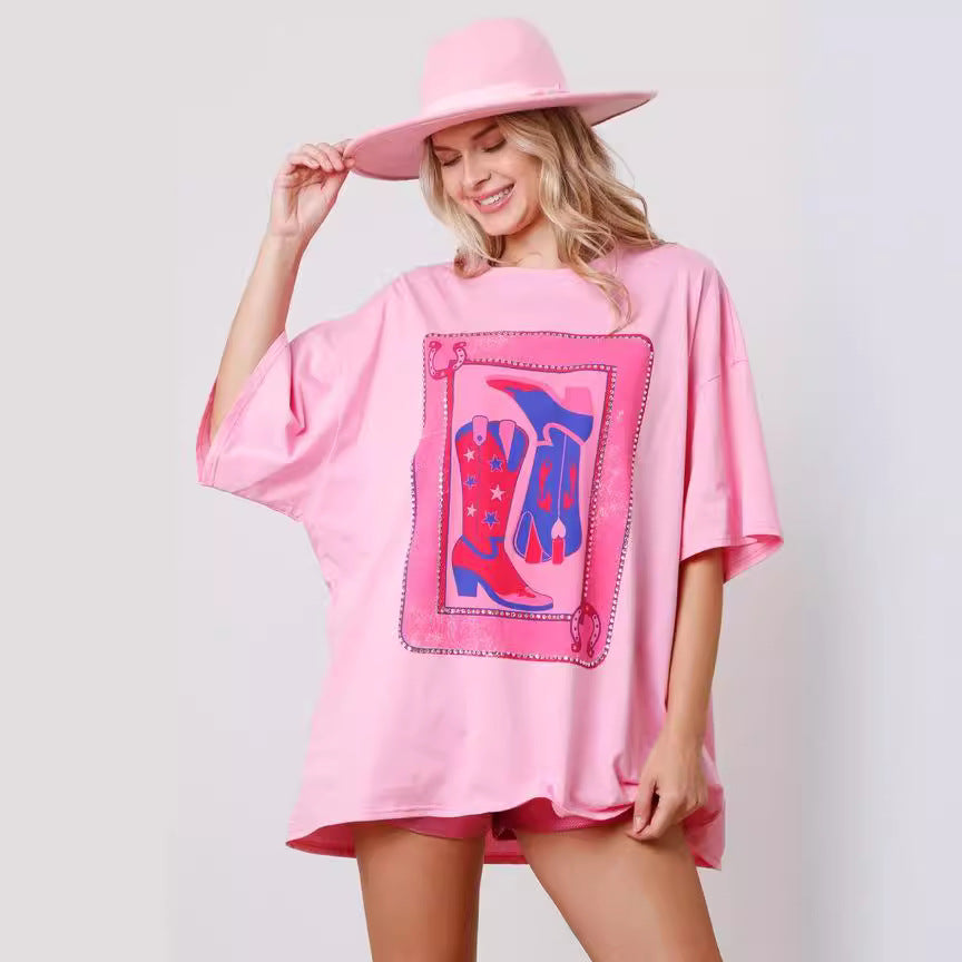 Dakota | Oversized Graphic Strass T-Shirt
