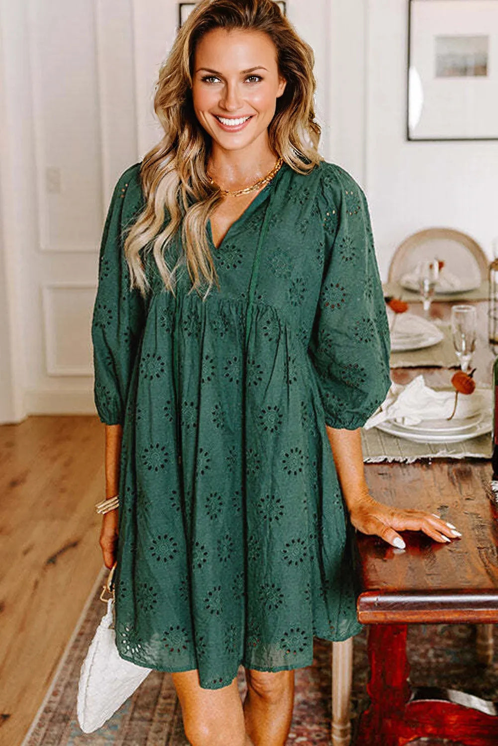 Estelle | Broderie Jurk Dames met Katoenen Tuniek