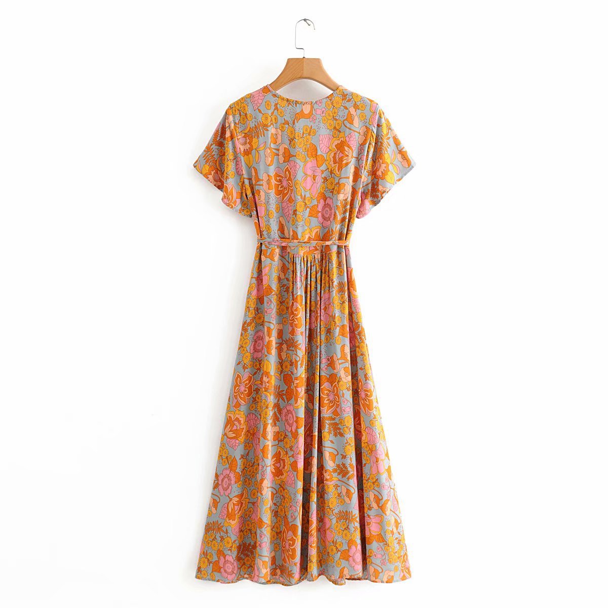 Camellia | Katoenen Maxi Wikkeljurk met Print