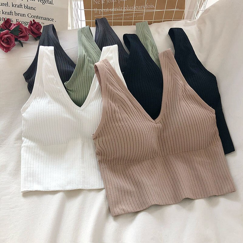 Jade | Seamless Rib V-Hals Top One Size