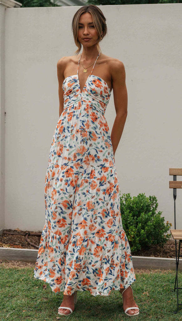 Fileine | Maxi Jurk Dames Chiffon Bloemenprint