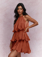 Alessia | Gelaagde Halter Maxi Jurk