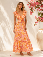 Noor | Ruffle Maxi Jurk Dames met Open Taille