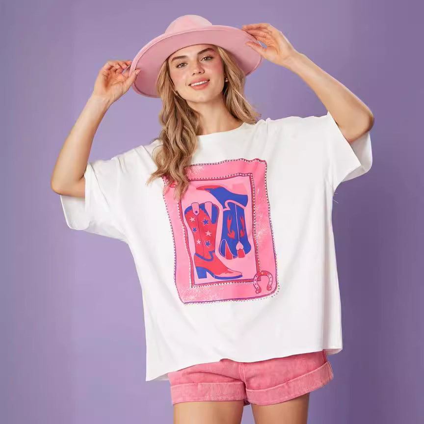 Dakota | Oversized Graphic Strass T-Shirt