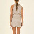 Carine | Satijnen Halter Mini Jurk