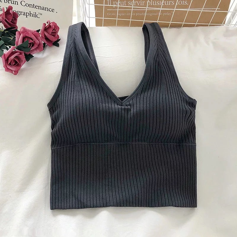 Jade | Seamless Rib V-Hals Top One Size