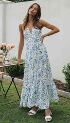 Fileine | Maxi Jurk Dames Chiffon Bloemenprint