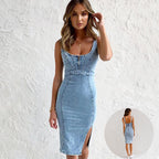 Lizzie | Denim Midi Jurk met Split