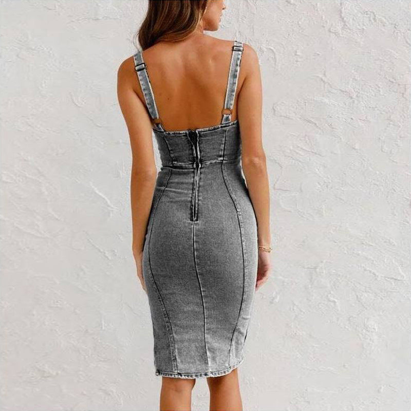 Lizzie | Denim Midi Jurk met Split