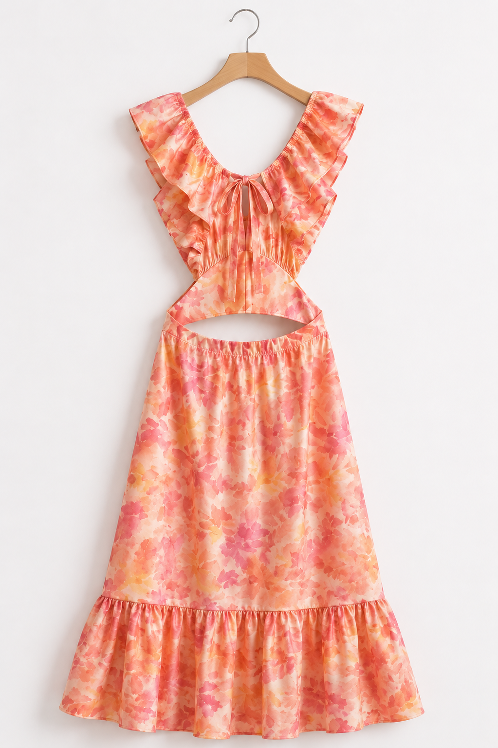 Noor | Ruffle Maxi Jurk Dames met Open Taille