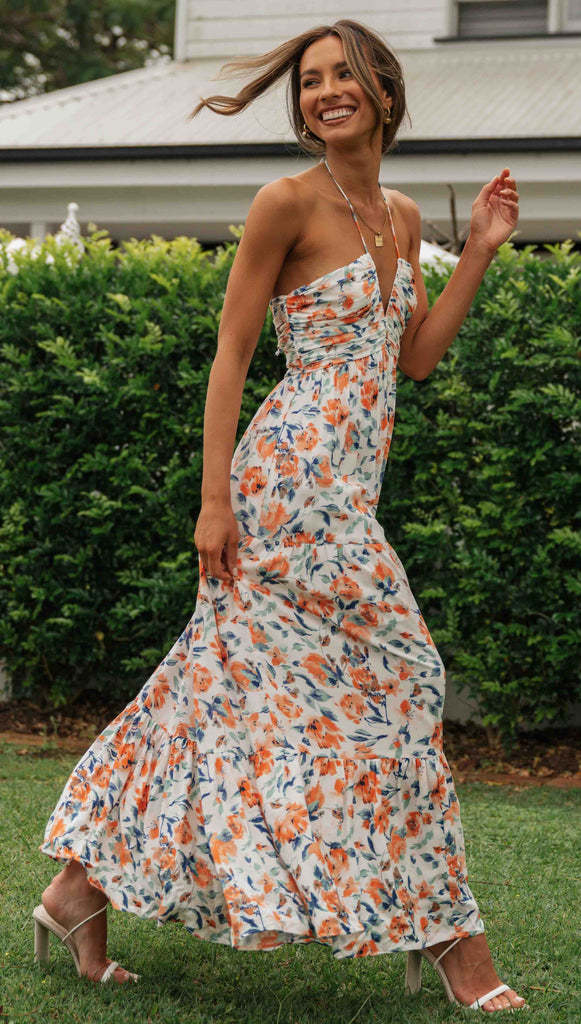 Fileine | Maxi Jurk Dames Chiffon Bloemenprint