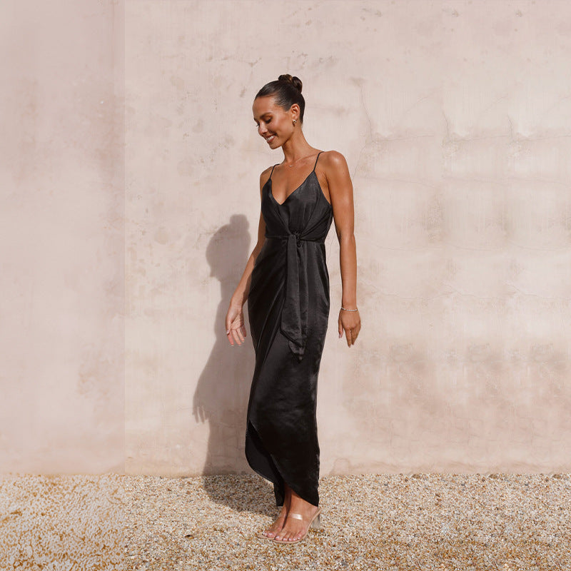 Isabella | Satin Midi Jurk Dames Chic