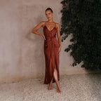 Isabella | Satin Midi Jurk Dames Chic