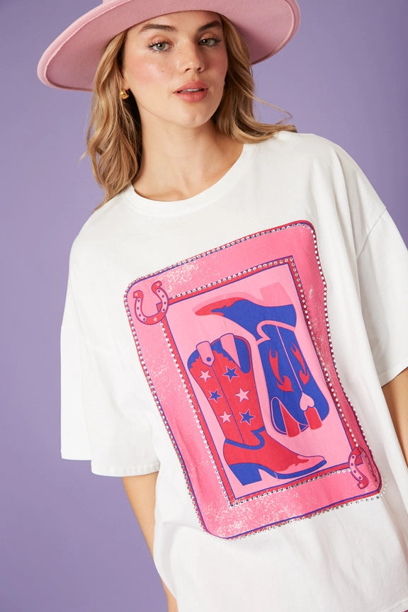 Dakota | Oversized Graphic Strass T-Shirt