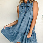 Nala | Denim Strikjurk – Mouwloze Loose Fit Jurk