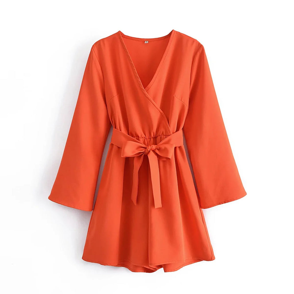 Caroline | Oranje Korte Jumpsuit
