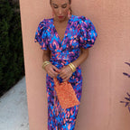 Donna | Maxi Jurk met Pofmouwen & V-Hals