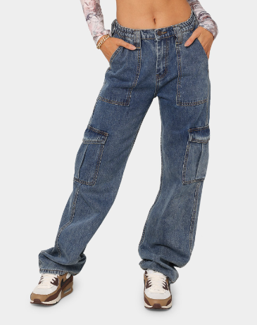 Autumna | Wide Leg Cargo Jeans Dames