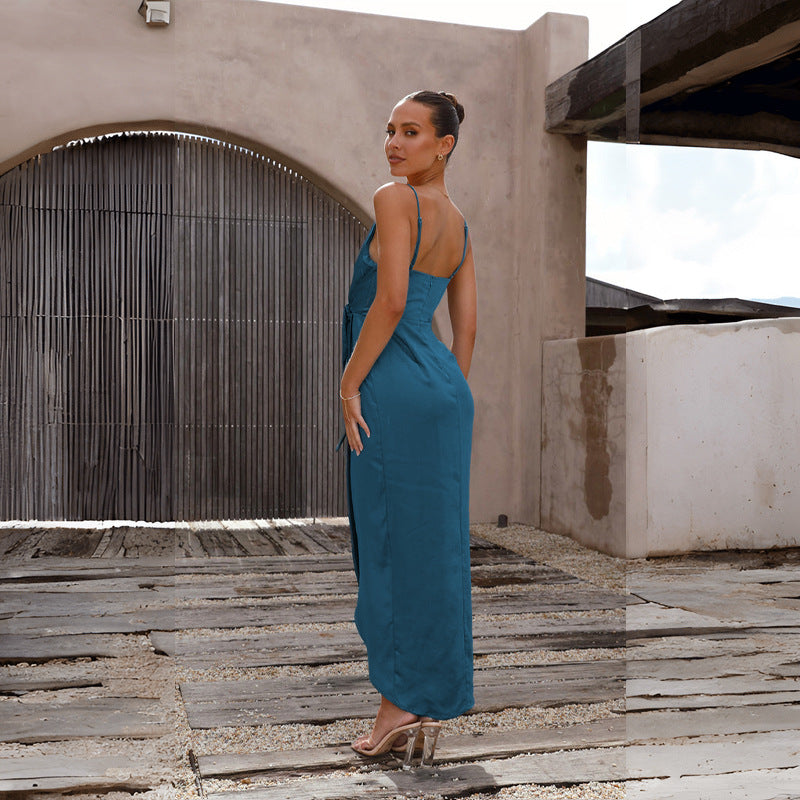 Isabella | Satin Midi Jurk Dames Chic