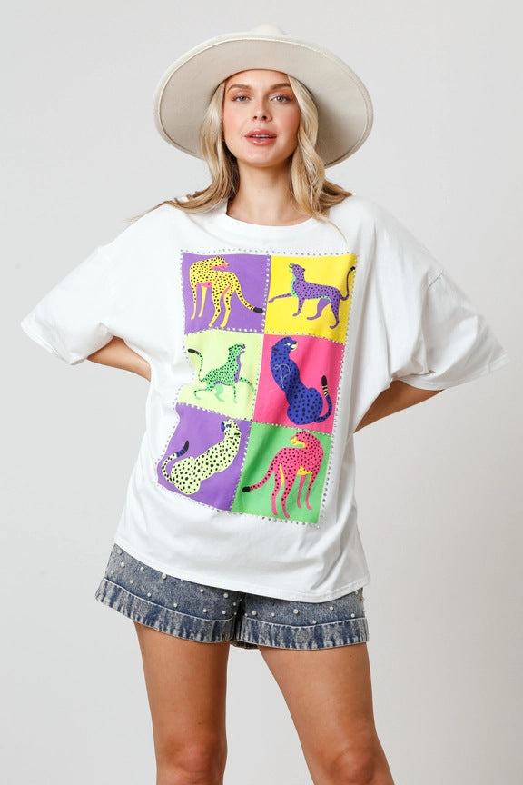 Dakota | Oversized Graphic Strass T-Shirt