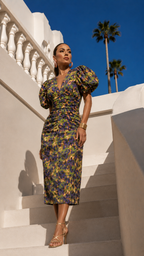 Donna | Maxi Jurk met Pofmouwen & V-Hals