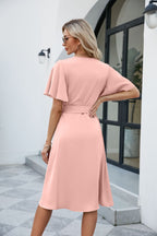 Evi | Satin Wrap Jurk met Vlindermouwen