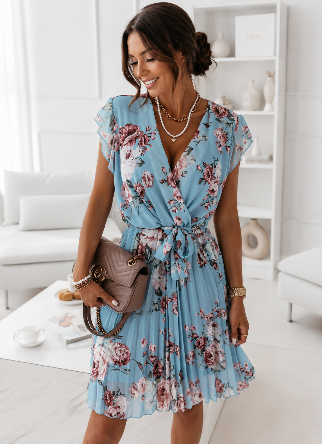 Marly | Bloemen Wikkeljurk Dames met Plissé