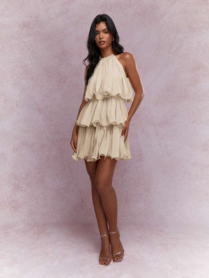 Alessia | Gelaagde Halter Maxi Jurk