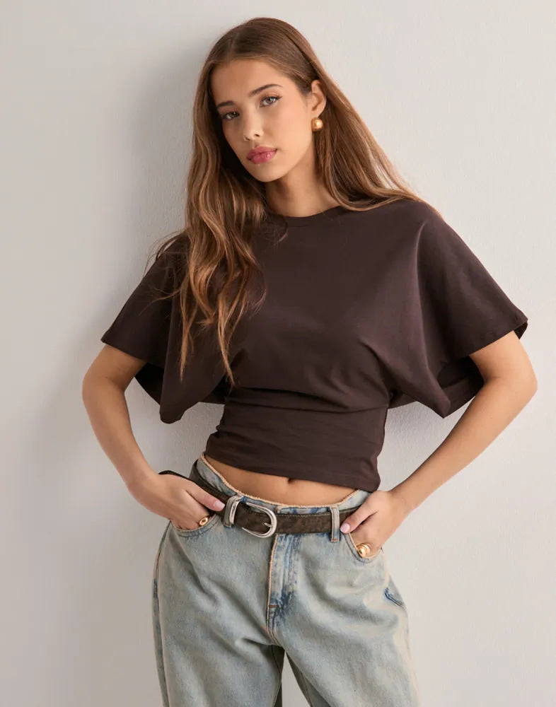 Kaia | Dames Batwing Crop Top met Loose Fit