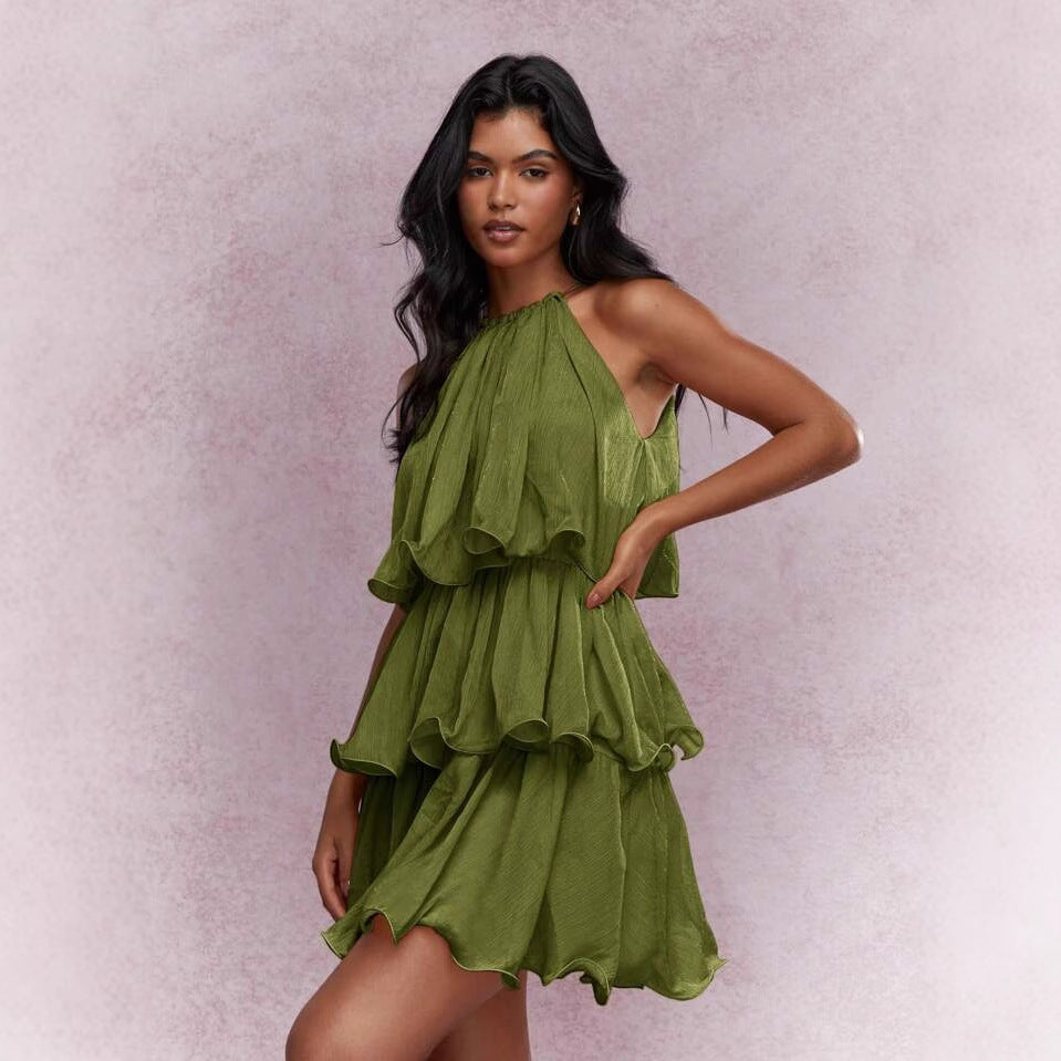 Alessia | Gelaagde Halter Maxi Jurk