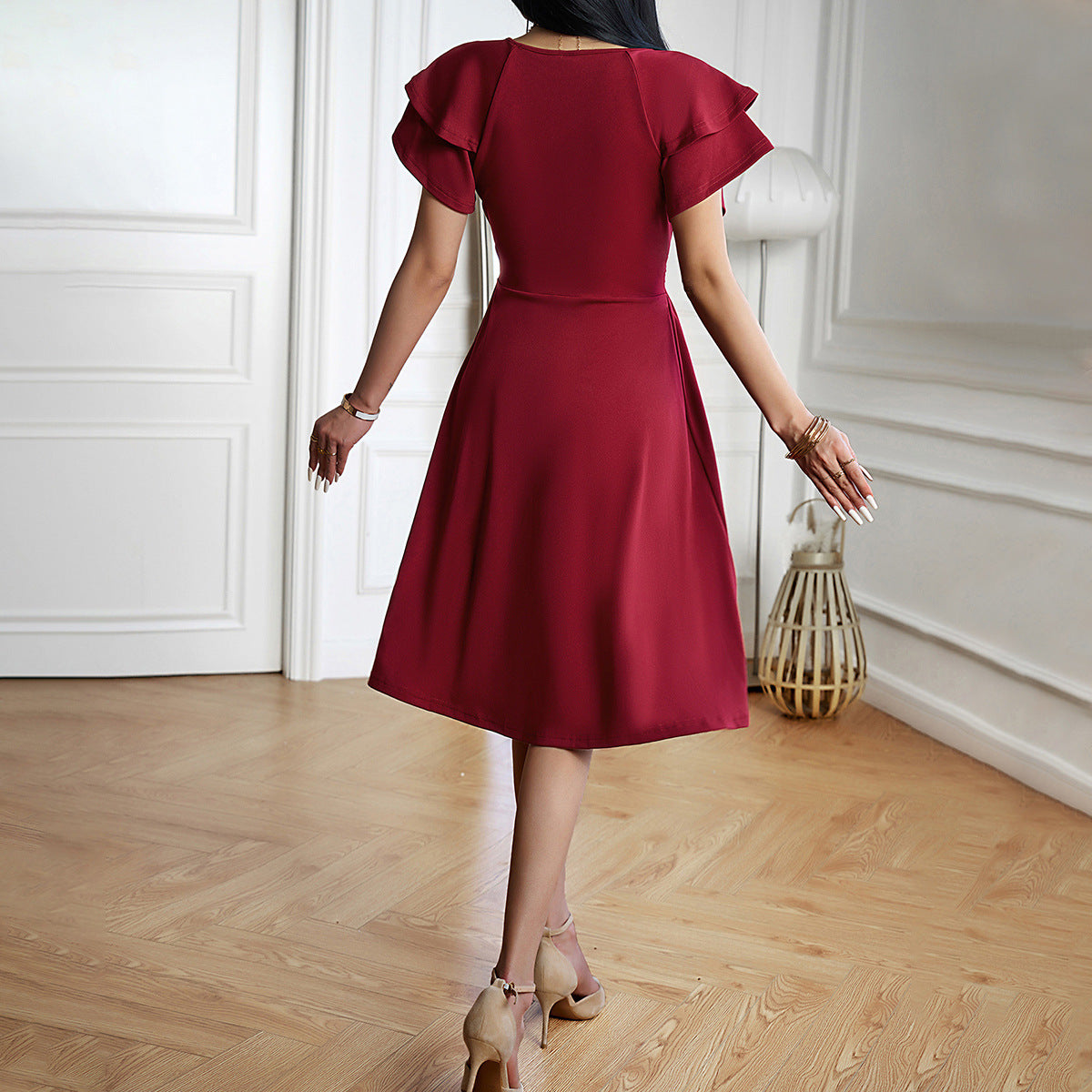 Fantine | V-Hals Midi Jurk Dames