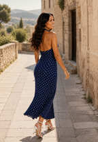 Valéria | Halter Maxi Jurk met Polkadot Print